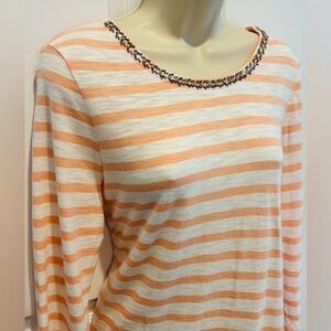 CHICOS WHITE AND PEACH TOP